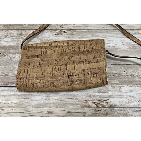 Anne Klein Purse Womens Tan Small Crossbody Cork Design Faux Leather - Picture 4 of 16